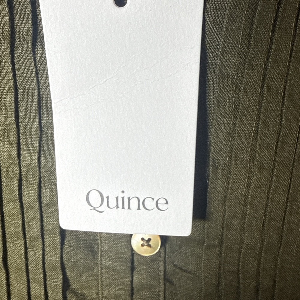 Quince 100% European Linen Sleeveless Swing Dress Olive Green Women's Sz XS NEW - Picture 3 of 8